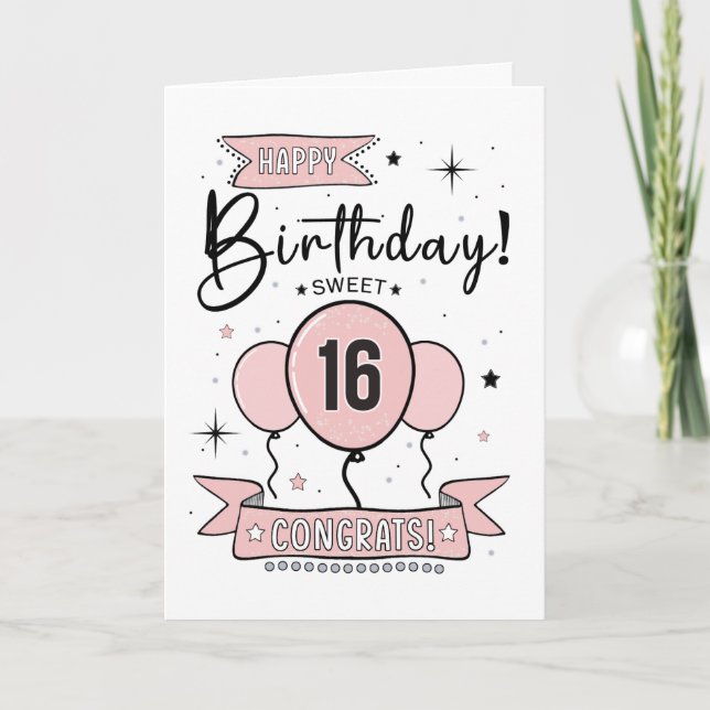 Carte d'anniversaire Sweet 16 (Devant)
