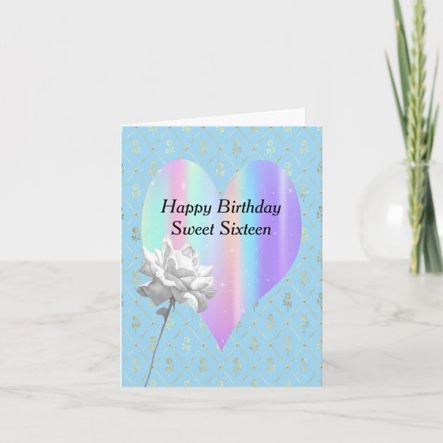 Carte d'anniversaire Sweet 16 avec Rainbow Heart (Devant)
