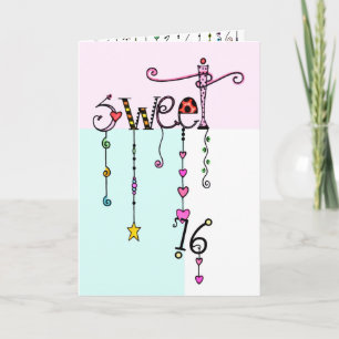 Carte d'anniversaire Sweet 16 Dangles