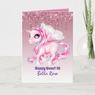 Carte d'anniversaire Sweet 16 Jolie Unicorn