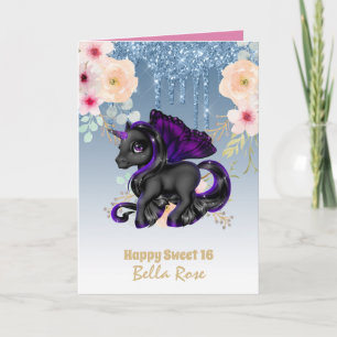 Carte d'anniversaire Sweet 16 Jolie Unicorn