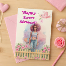 Carte d'anniversaire Sweet 16 pour filles