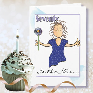 Carte d'anniversaire Sweet 70 avec fleurs pour ell