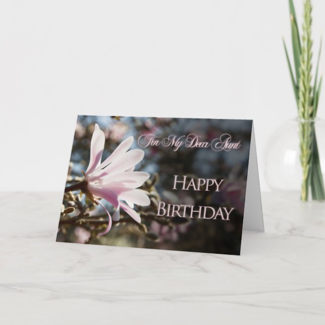 Carte d'anniversaire tante avec magnolia (Devant)