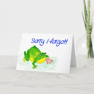 Carte d'anniversaire tardive de grenouille verte