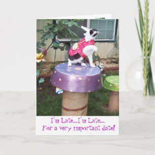 Carte d'anniversaire tardive de lapin blanc du