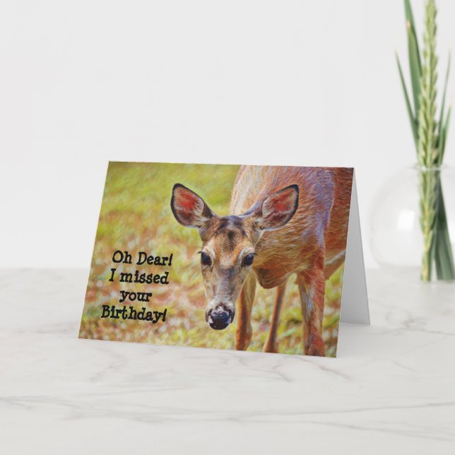 Carte d'anniversaire tardive de Sad Deer (Devant)