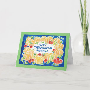 Carte d'anniversaire Thanksgiving - Citrouilles &