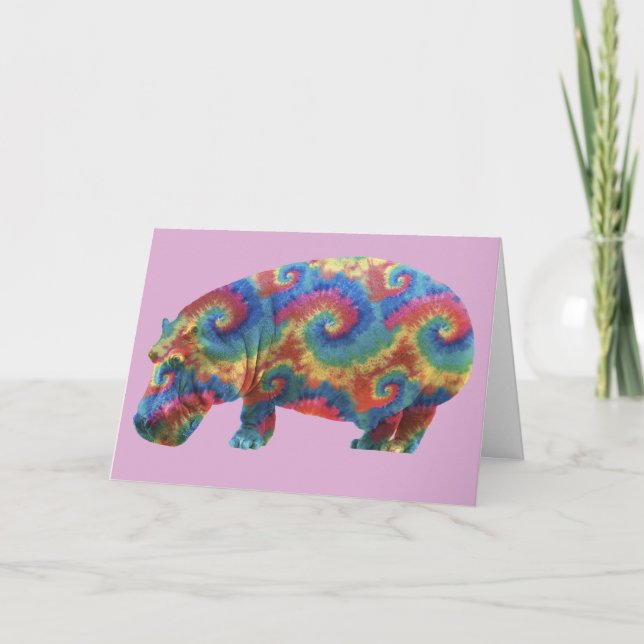 Carte d'anniversaire Tie Dye Hippie Hippopotamus (Devant)