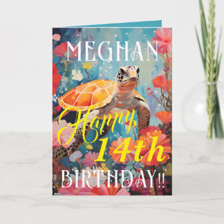 Carte d'anniversaire Tortue et Océan