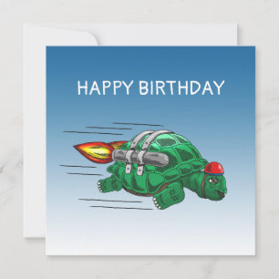 Carte d'anniversaire Tortue Fusée Rapide