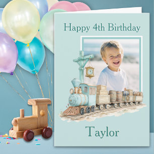 Carte d'anniversaire Train avec une photo pour un