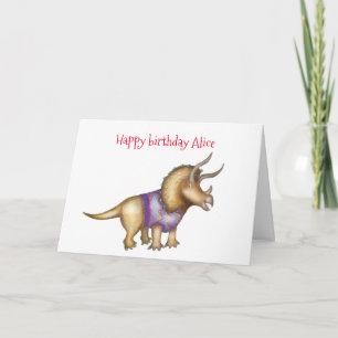Carte d'anniversaire Tricératops personnalisée
