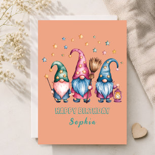 Carte d'anniversaire Trois Gnomes Magiques pour En