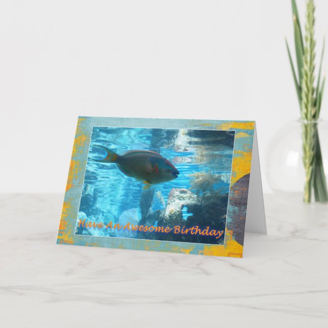 Carte d'anniversaire tropicale de poissons (Devant)
