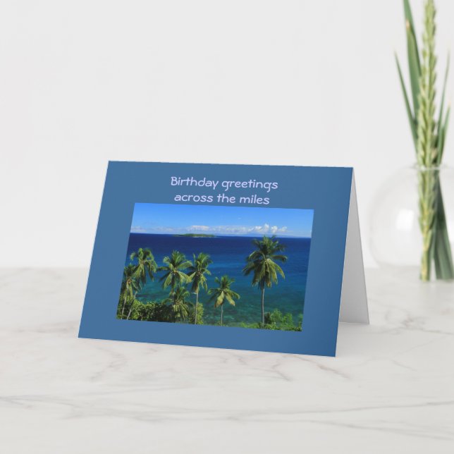 Carte d'anniversaire tropicale d'île (Devant)