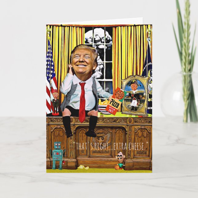 Carte d'anniversaire Trump amusante - Pizza (Devant)