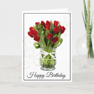 Carte d'anniversaire - Tulipes rouges