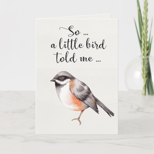 Carte d'anniversaire 'Un petit oiseau m'a dit' (Devant)