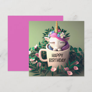 Carte d'Anniversaire Unicorn numérique mignonne