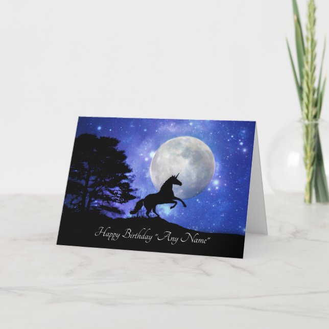 Carte d'anniversaire Unicorn personnalisée avec n' (Devant)