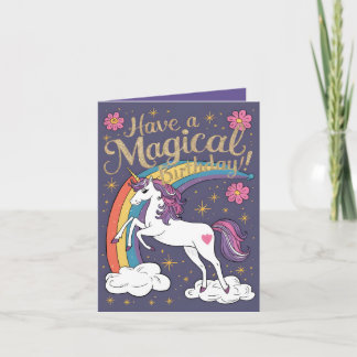 Carte d'anniversaire Unicorn Purple