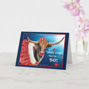 Carte d'anniversaire vache comique