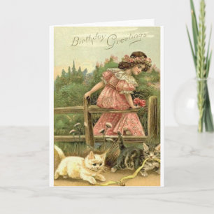 Carte d'anniversaire victorienne de fille et de