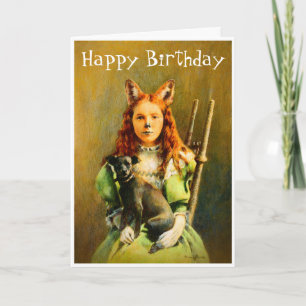 Carte d'anniversaire victorienne Fox Girl