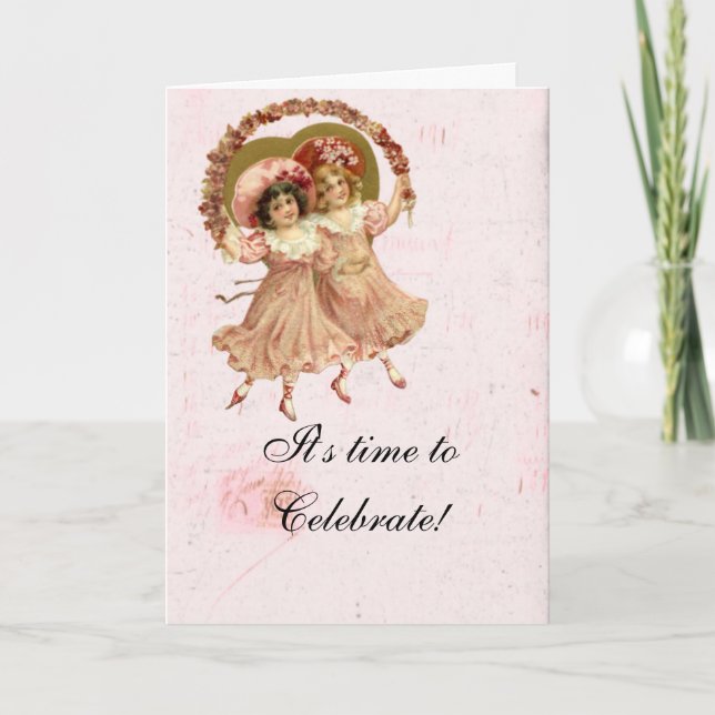 Carte d'anniversaire victorienne Shabby Rose Girl (Devant)