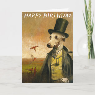 Carte d'anniversaire victorienne Whippet