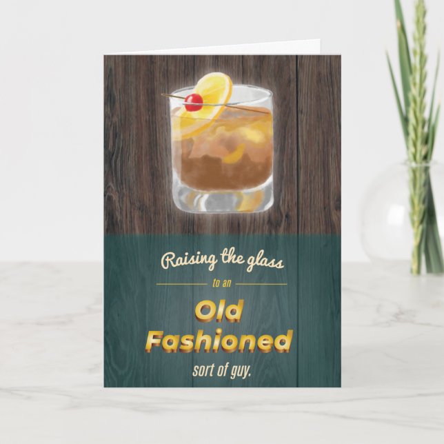 Carte d'anniversaire "Vieux" Punny Whiskey Bois (Devant)