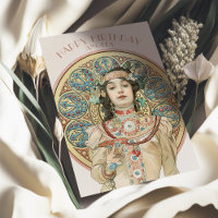 Carte d'anniversaire vintage Alphonse Mucha Champa