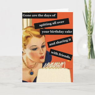 Carte d'anniversaire Vintage amusante soufflant de