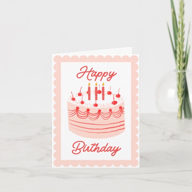 Carte d'anniversaire vintage Cute Cake (Devant)