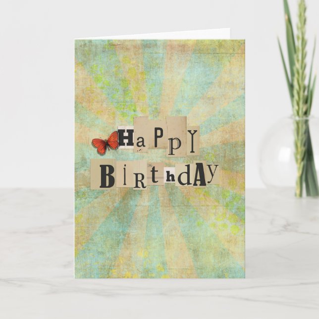 Carte d'anniversaire vintage de collage (Devant)