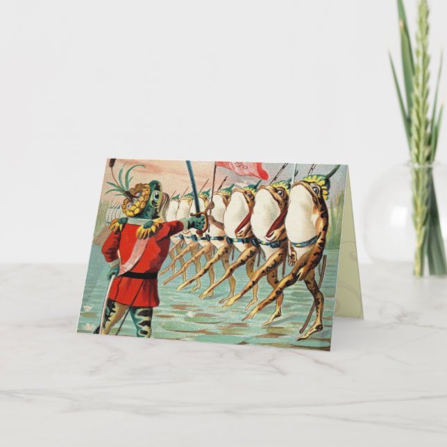 Carte d'anniversaire vintage de grenouille (Devant)