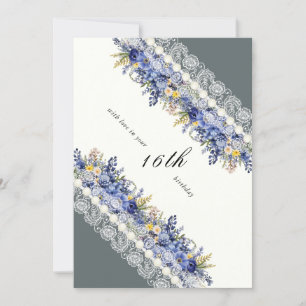 Carte d'anniversaire vintage dentelle et perles fl