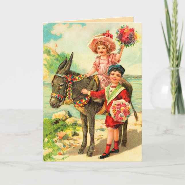 Carte d'anniversaire vintage Donkey (Devant)