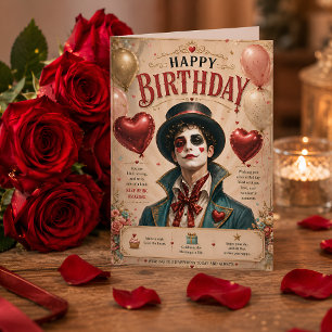 Carte d'anniversaire vintage élégante de Pierrot C