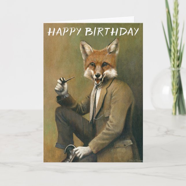 Carte d'anniversaire vintage Fox In Suit (Devant)