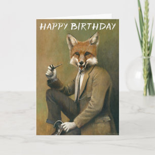 Carte d'anniversaire vintage Fox In Suit