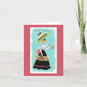 Carte d'anniversaire vintage Lady