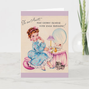 Carte d'anniversaire vintage pour Chère Tante