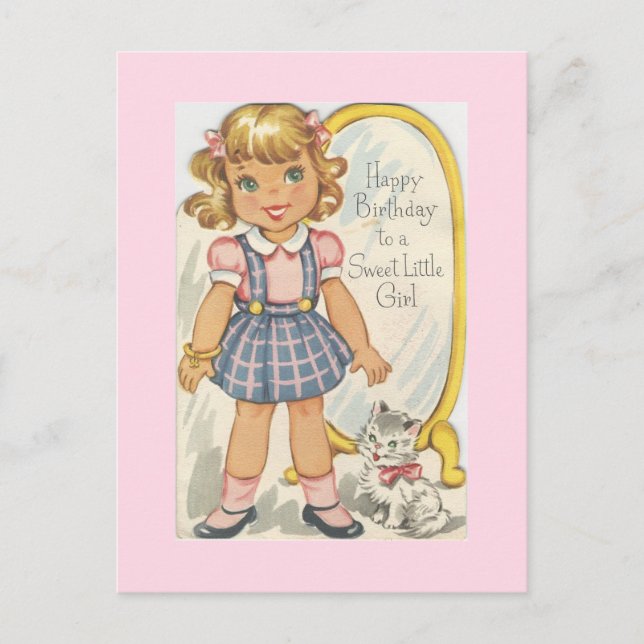 Carte d'anniversaire vintage Sweet Girl (Devant)