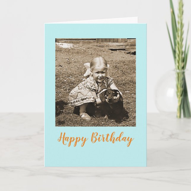 Carte d'anniversaire vintage teckel (Devant)