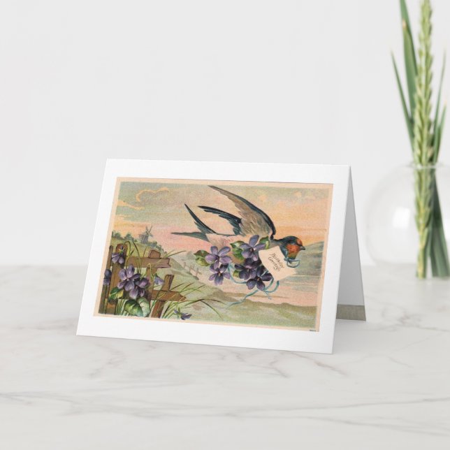 Carte d'anniversaire vintage Violets (Devant)