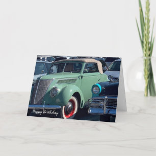 Carte d'anniversaire vintage voiture classique