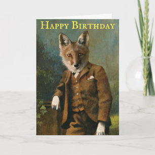 Carte d'anniversaire Vintage Young Master Fox