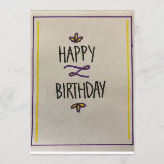 Carte d'anniversaire violet et jaune